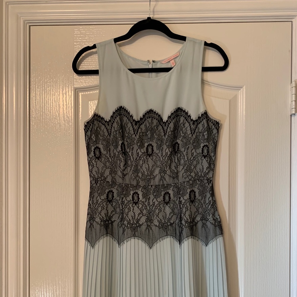 Mint dress with black lace detail